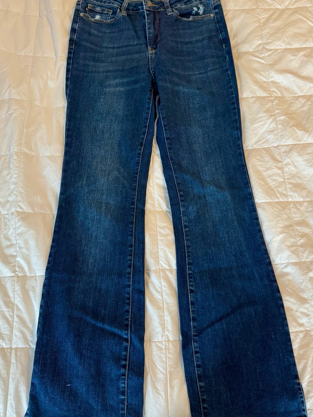 Judy Blue Slim Bootcut Jeans Side Slit Distressed 7/28